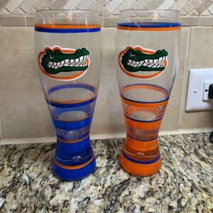 Florida Gators hand painted beer glasses